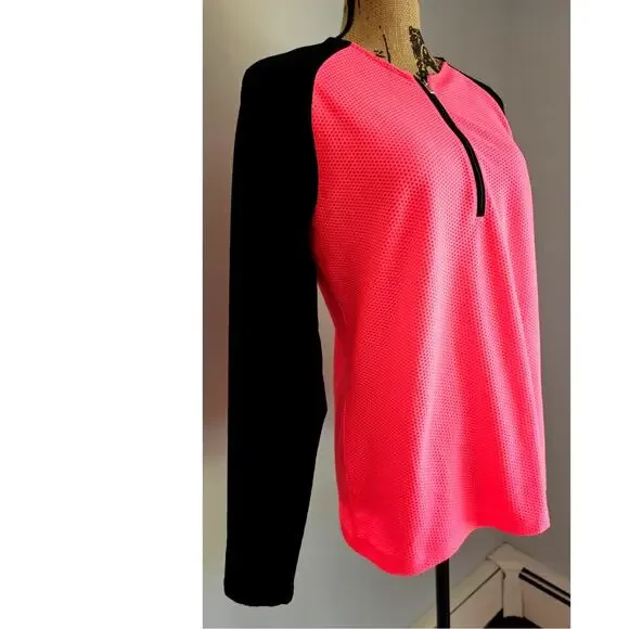 Lauren Ralph Lauren Black Label Quarter Zip Waffle Knit Long Sleeve Top, Sz XL - Picture 3 of 8